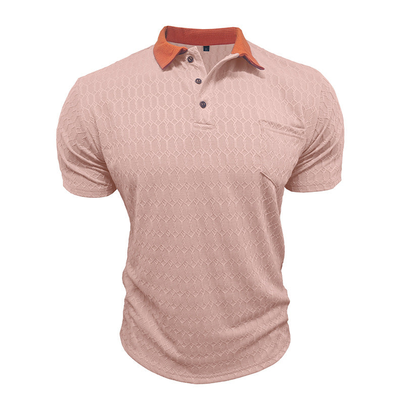 Chemise Polo Lapel Homme T-Shirt manches courtes Slit Design Loose-Fit Moisture-Wicking