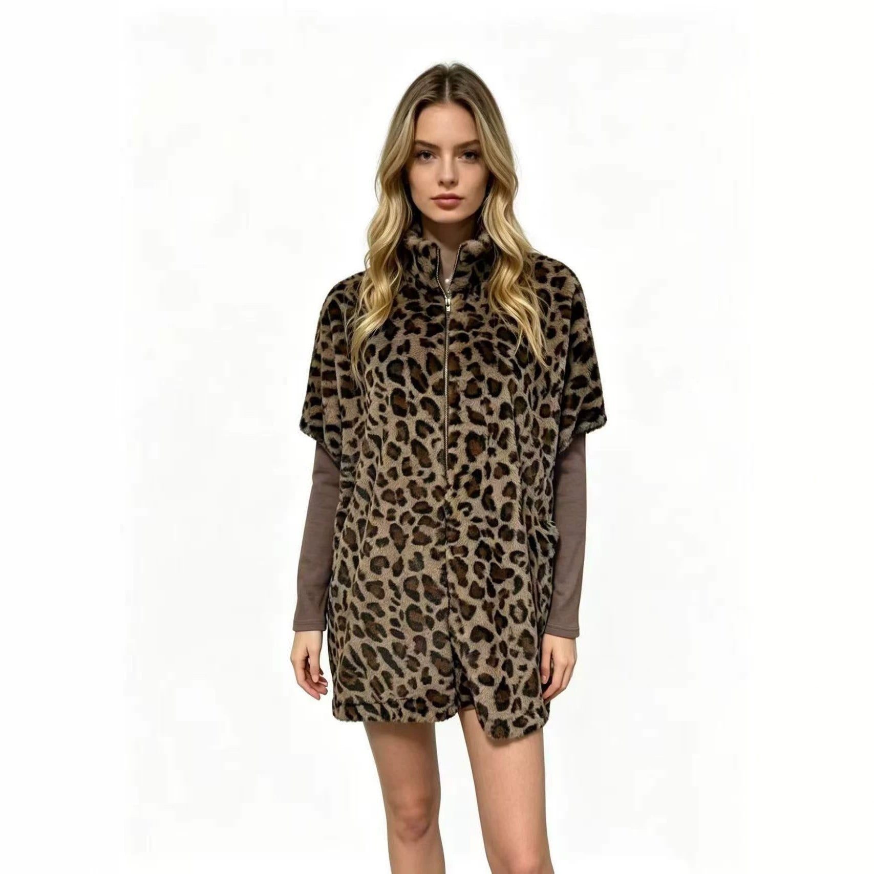 Manteau pour femmes en peluche mi-longueur