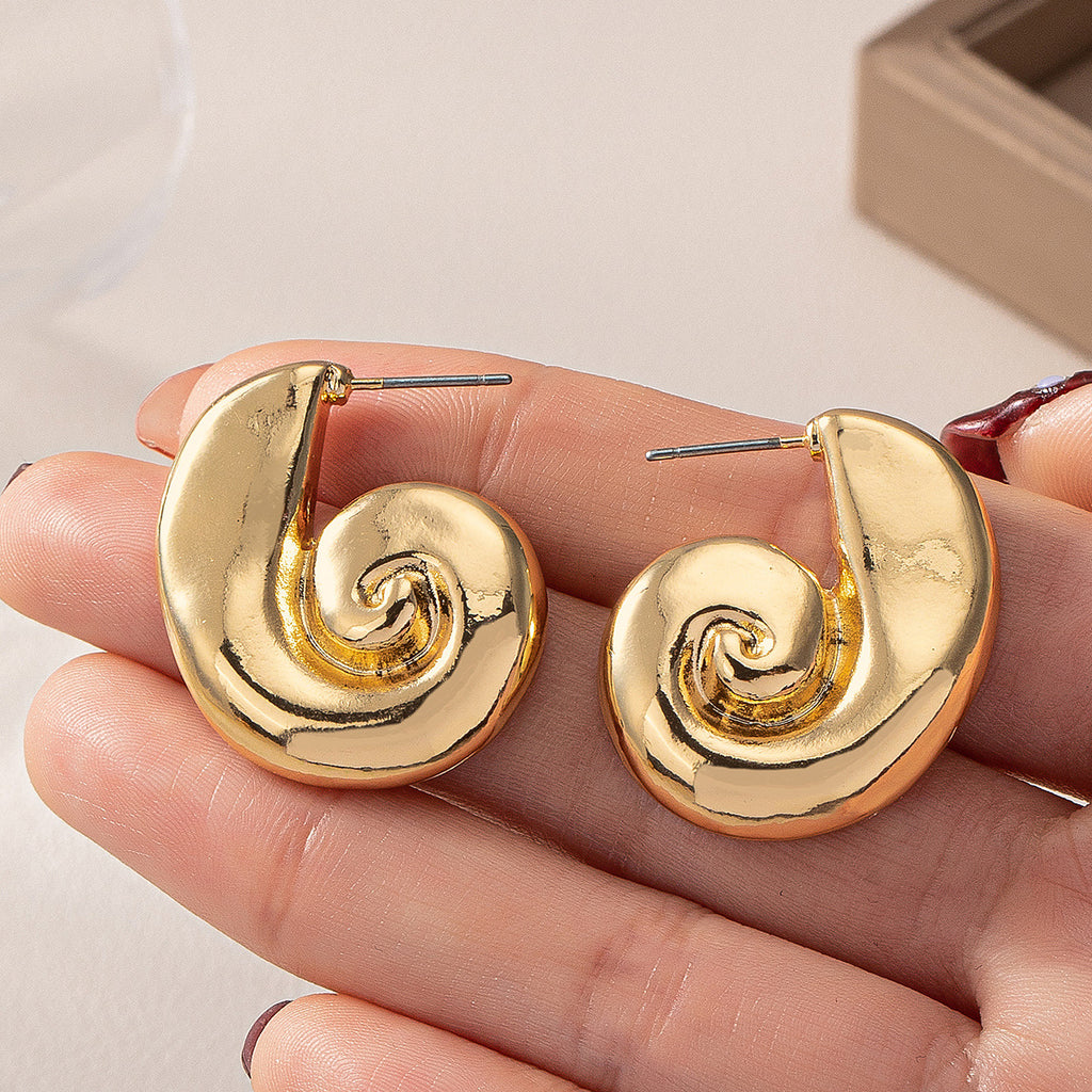 Boucles d'oreilles Convex Spiral - European American Middle Eastern Style Hoop Drop Studs