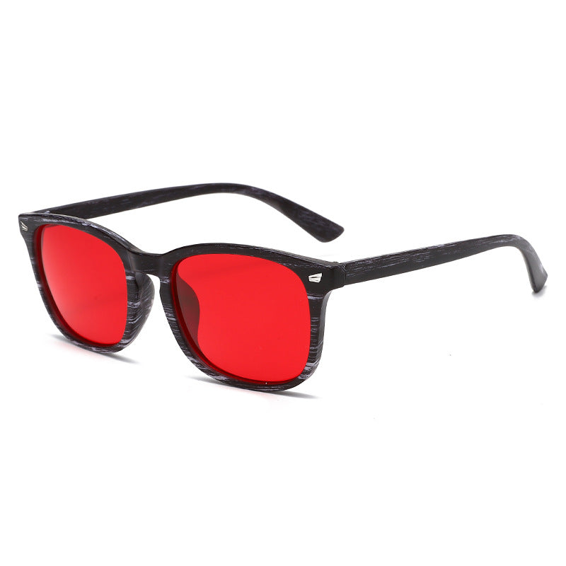 Lunettes de soleil à la mode à cadre carré de protection UV Lensed rouge