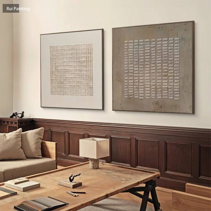 Peinture à l'huile peinte à la main pure série d'œuvres décoratives abstraites géométriques