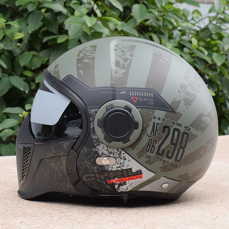 Casque de moto rétro Warrior noir