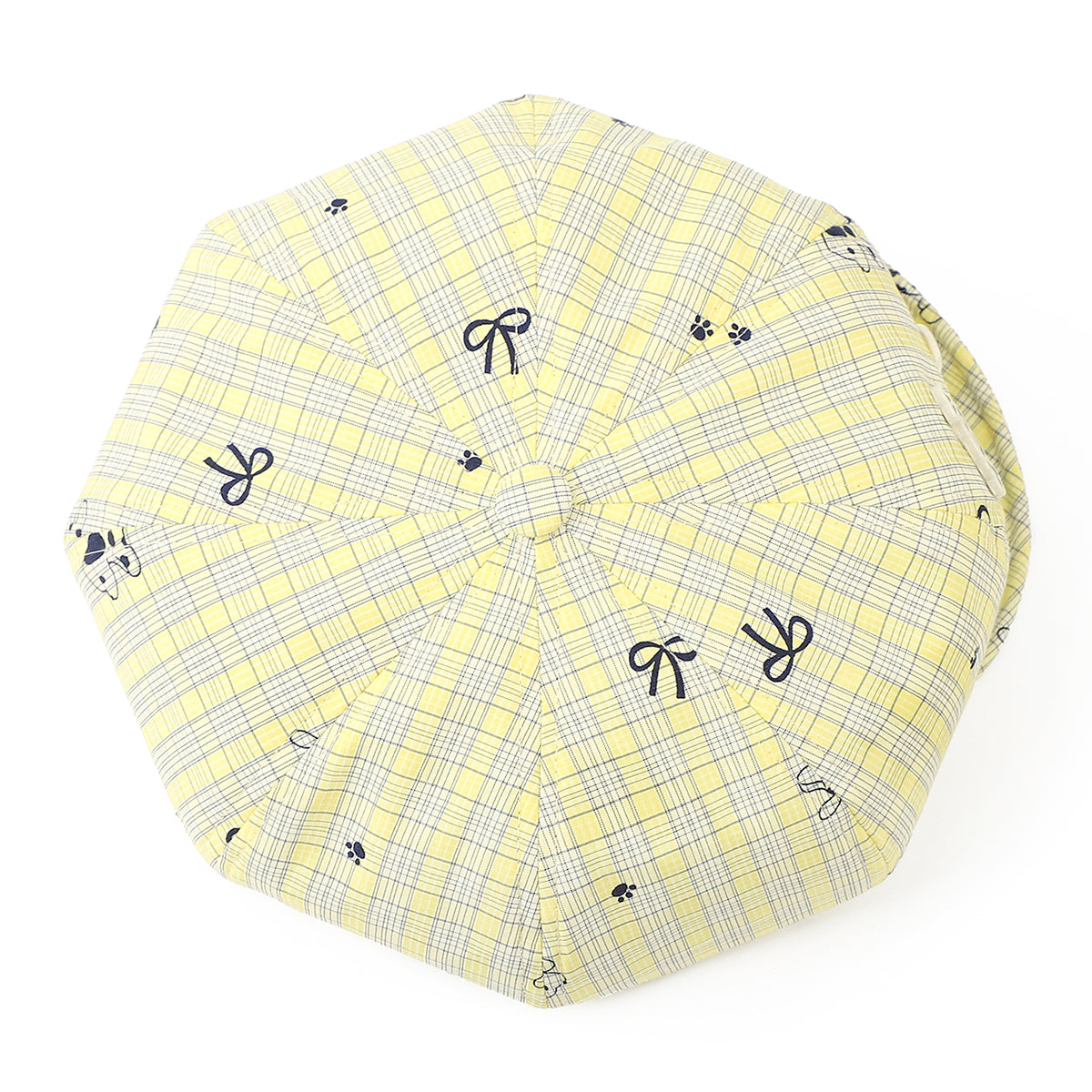 Printemps et été clair jaune Fine-check Pattern Cartoon tacheté Puppy Octagonal Hat Fash