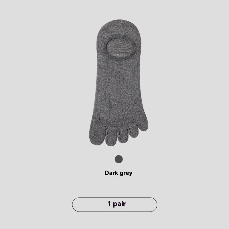 Chaussettes antibactériennes invisibles en coton d'été à cinq doigts pour hommes