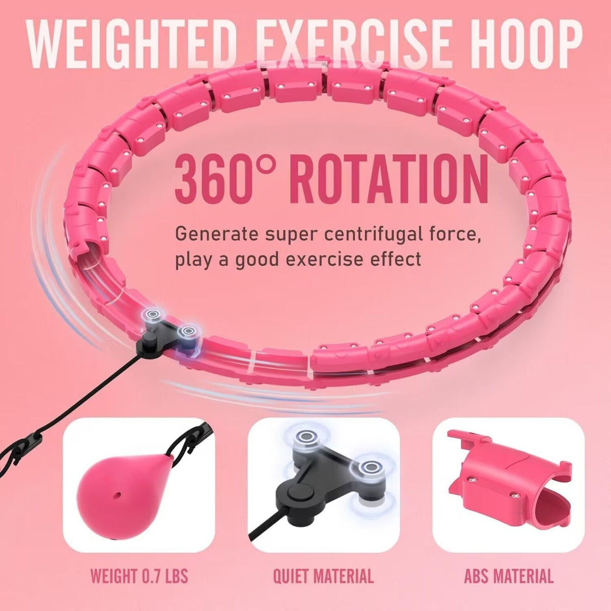 Smart Weighted Hula H Oup 24 Liens amovibles 0,7 lb Boule de gravité 31-47 pouce Wai réglable
