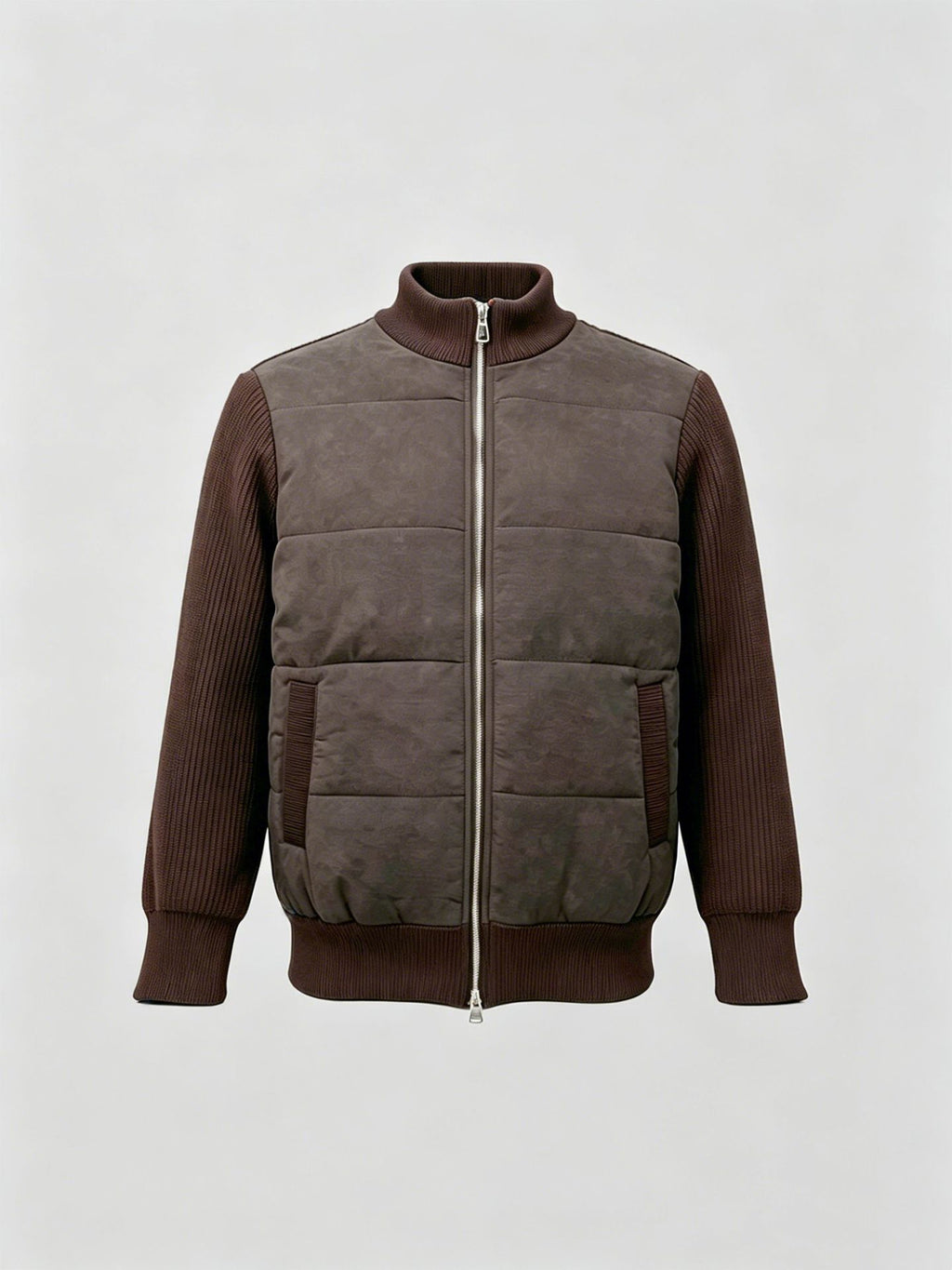 Hommes Patchwork d'hiver Manches longues Stand-Neck Sweater Coat