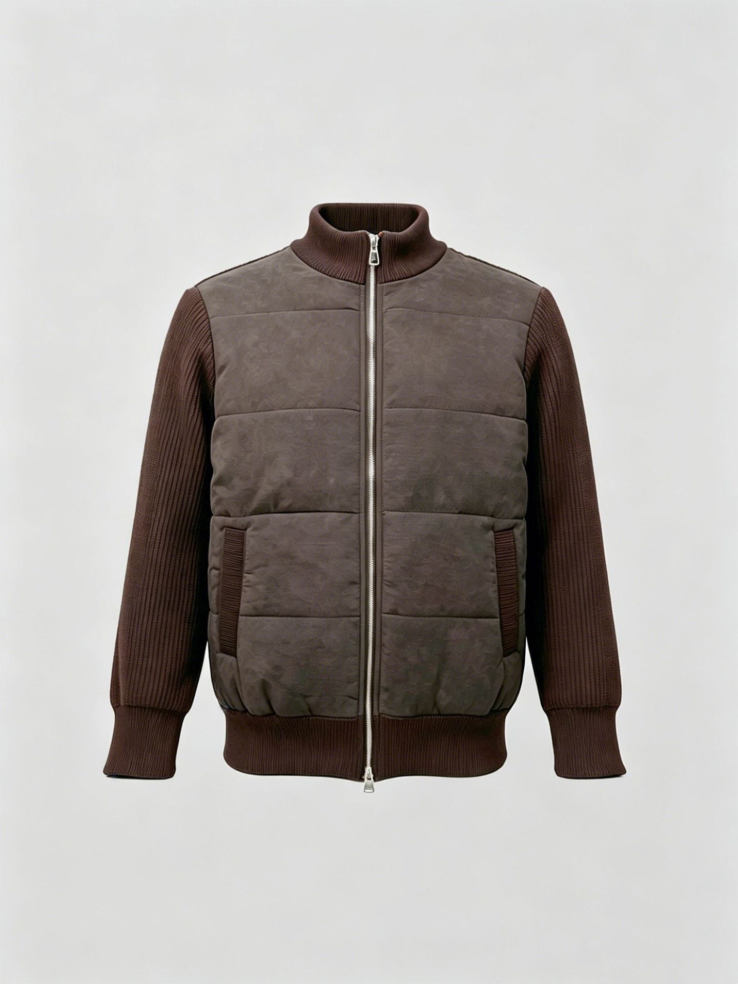 Hommes Patchwork d'hiver Manches longues Stand-Neck Sweater Coat