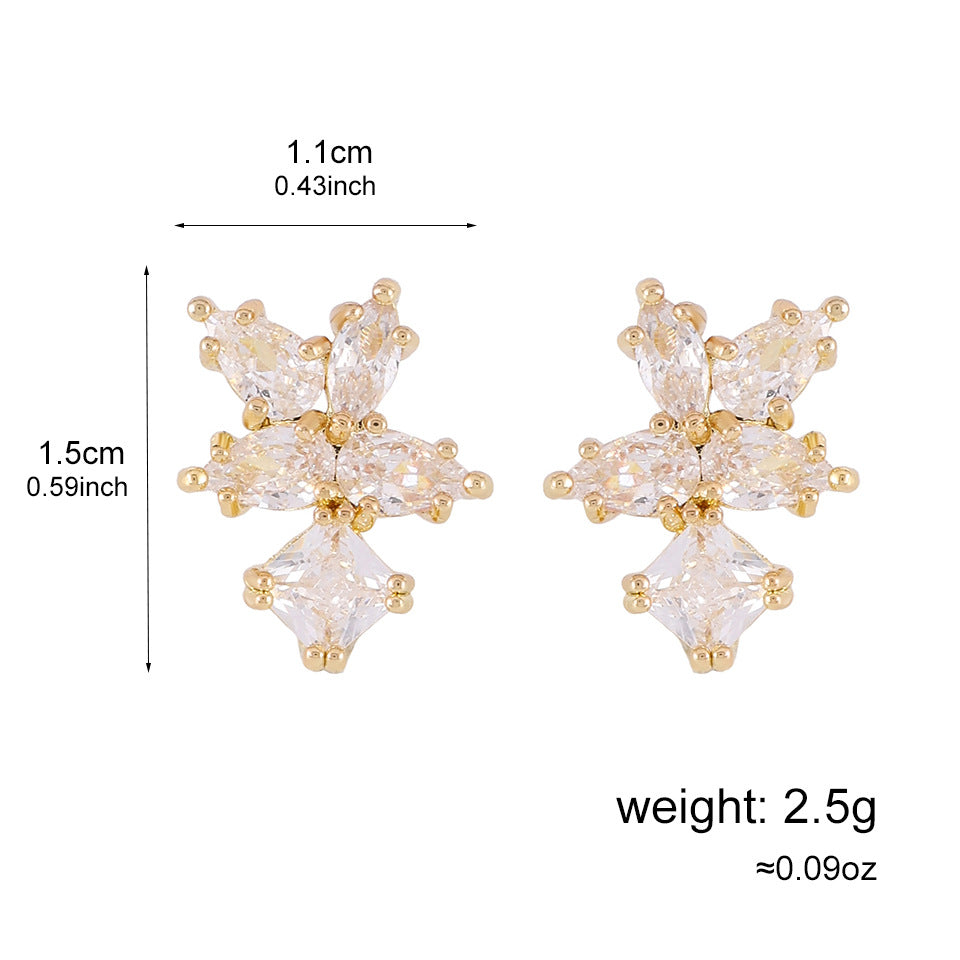 Boucles d'oreilles de fleurs marquise 4-Petal femmes CZ