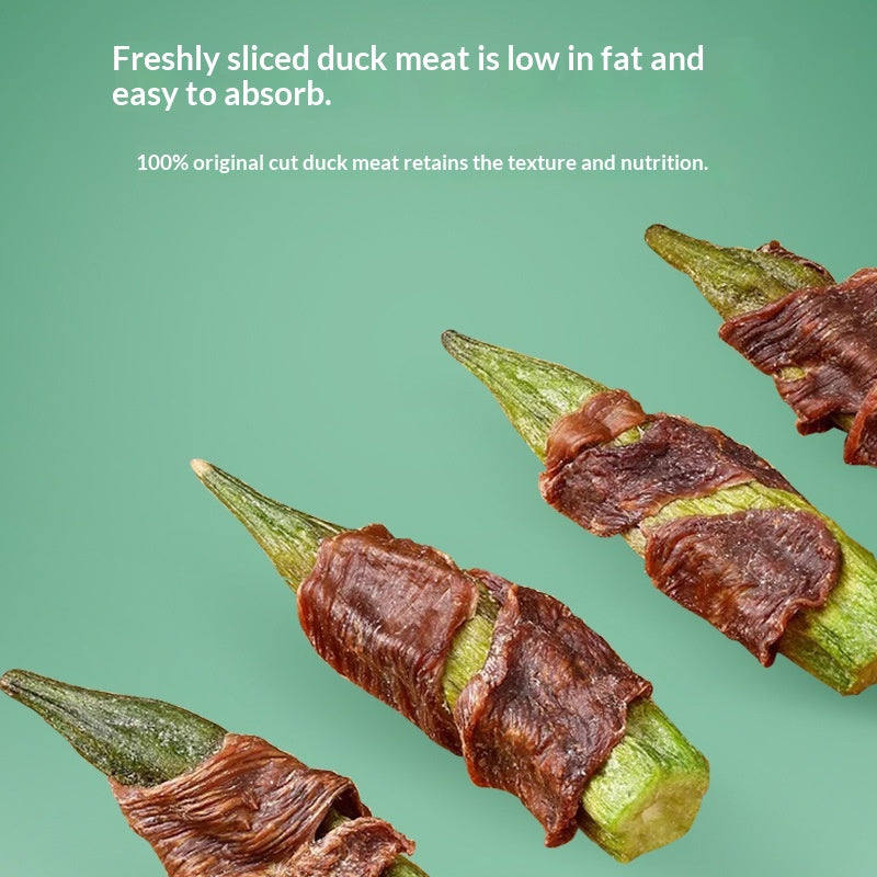 Chien d'animaux de compagnie traite les chews nutritifs de canard Okra
