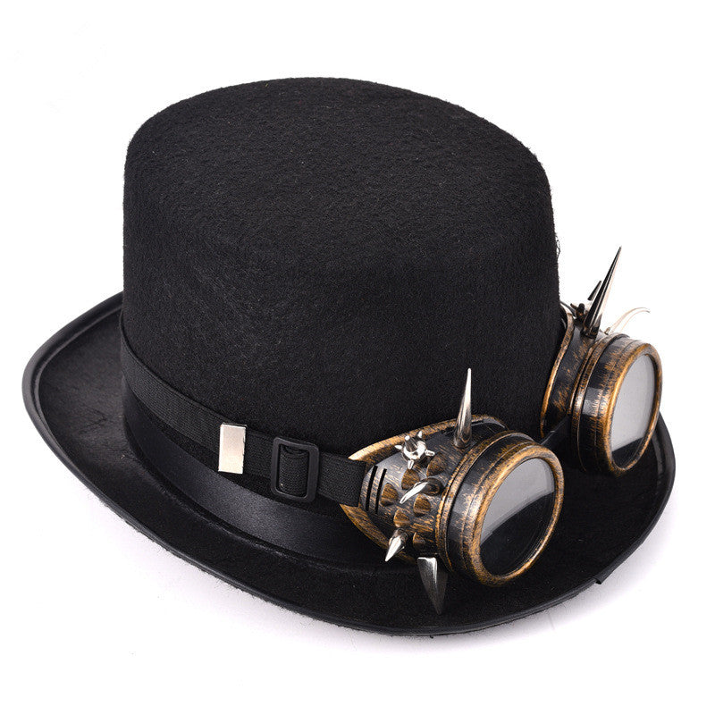 Lunettes de rivet Steampunk Chapeau supérieur Goth Punk Chapeau magique Accessoires de vêtements rétro