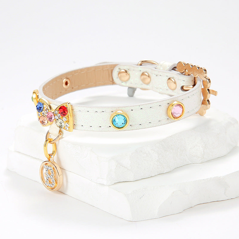 Bande de chat de collier de chien avec alliage de diamant Bow