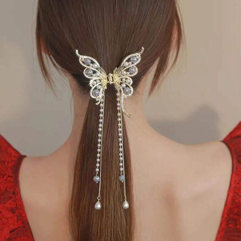 Mode femme Tempérament Bow Tassel Grab Clip