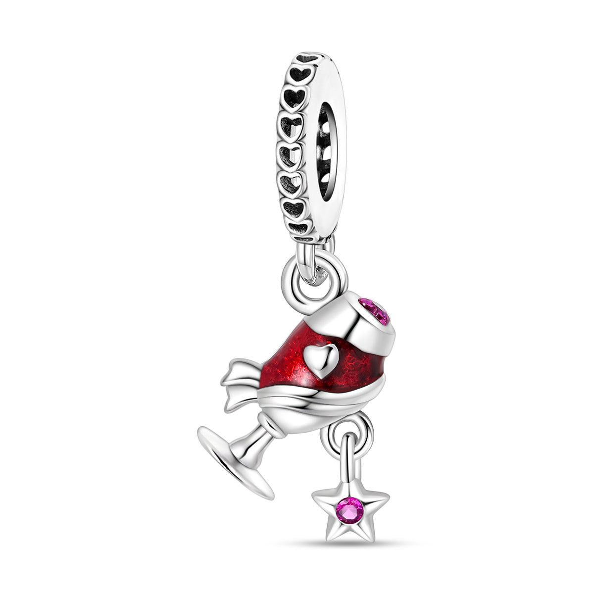 Bracelet pendentif en verre de bière et en verre de vin à thème festif