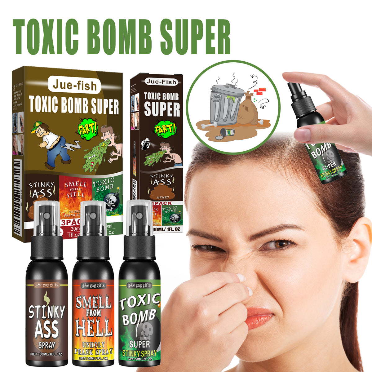 Funny Funny Toy Stink Entertainment Spray Avril Jour de la folie Trick Spray 3 pièces 1 Bo