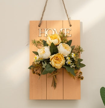 Panneau décoratif mural-pivoine jaune et chrysanthème-1 pièce-carton
