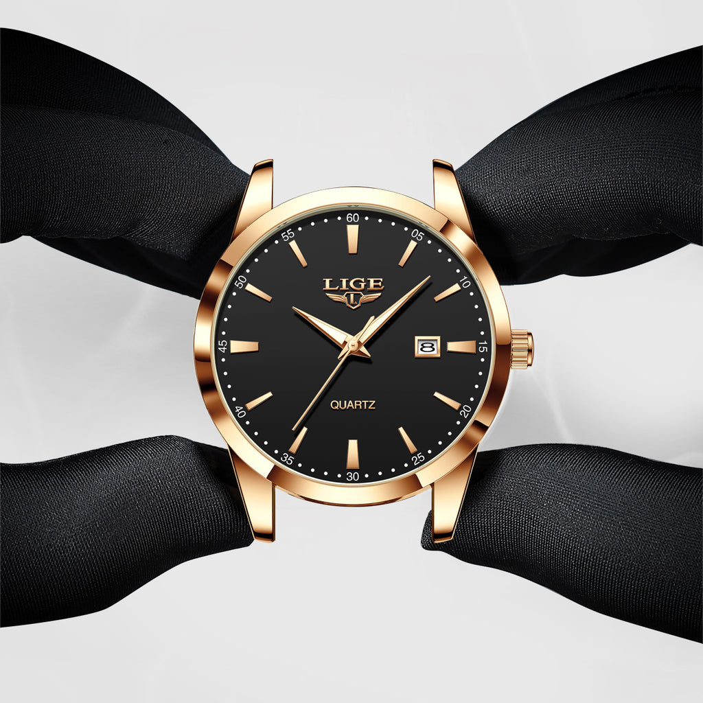Montres Quartz pour homme Calendrier unique Ceinture en cuir à trois aiguilles imperméable