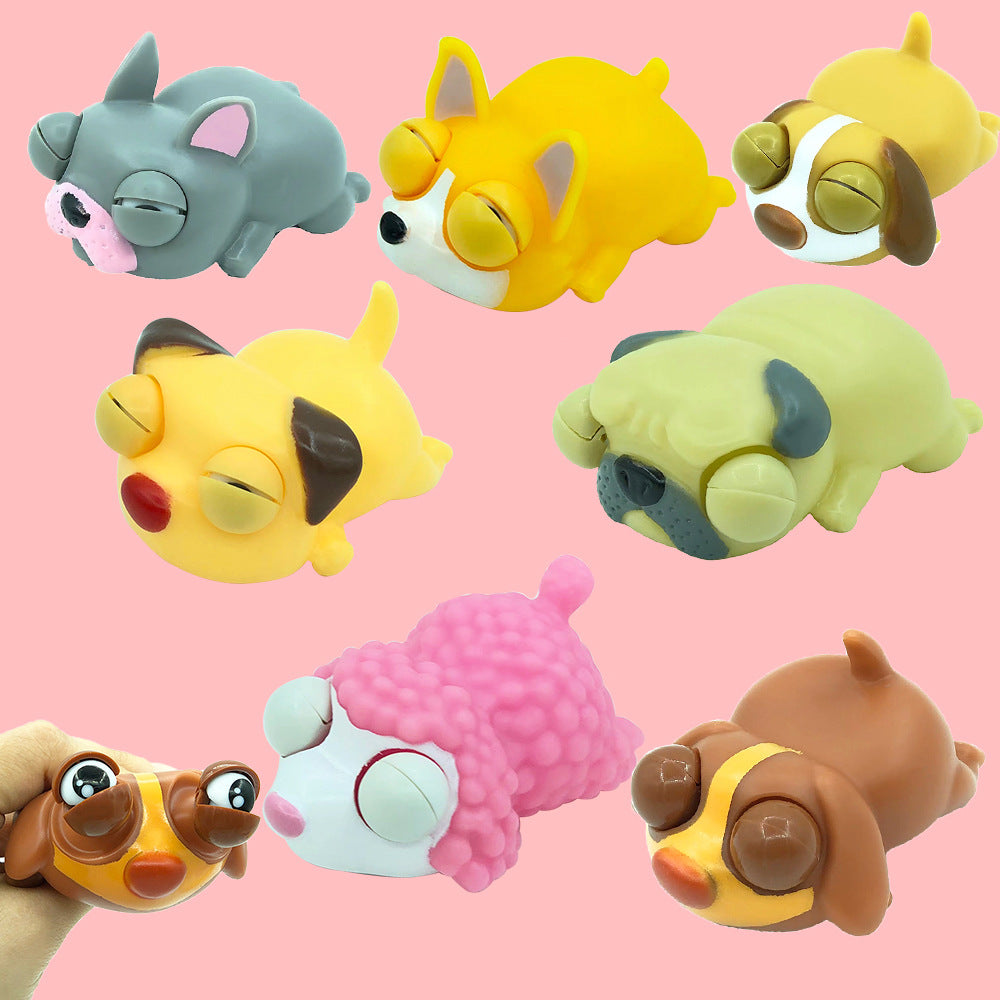 Cute Pet Squishy chien endormi avec des yeux enflammés Stress-Relief Squeeze Jouet pour la libération et Fu