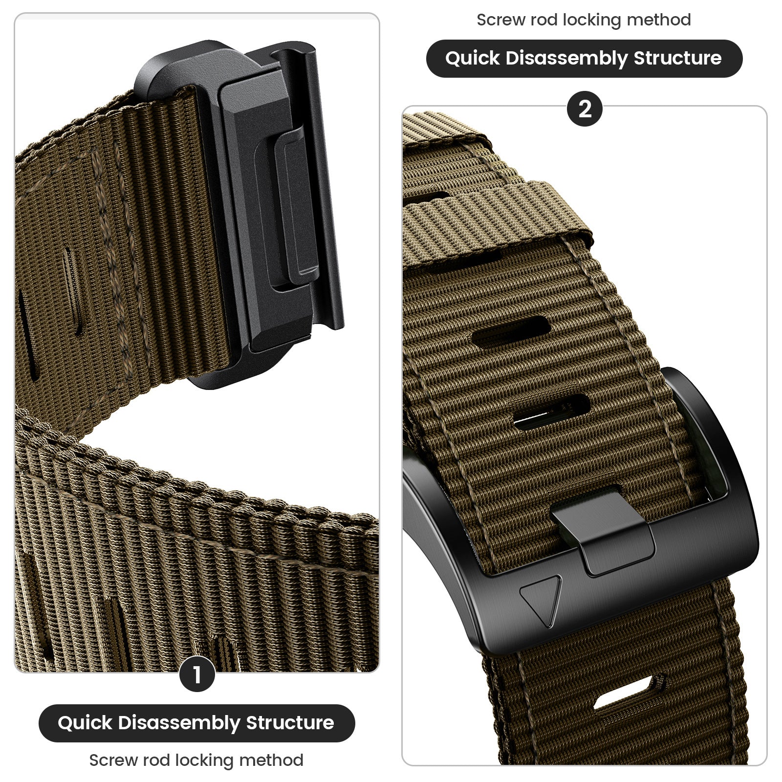 Bracelet de montre en nylon tissé à libération rapide