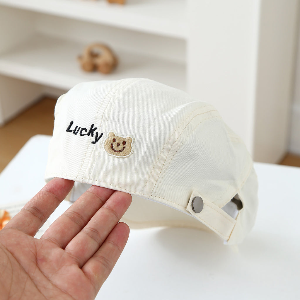 Une seule chance de couleur pour les enfants Mignon petit ours brodé ajustable simple casual Beret F