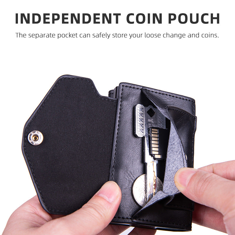 Support de carte RFID anti-scan PU en cuir de pièce de monnaie Démagnétisation-Proof portefeuille multi-carte