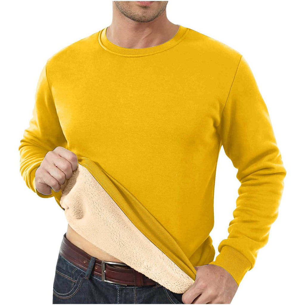 Amazon Autumn and Winter Sweatshirt Hommes Velvet Rond Col Solide Couleur Loose Thermal Unde