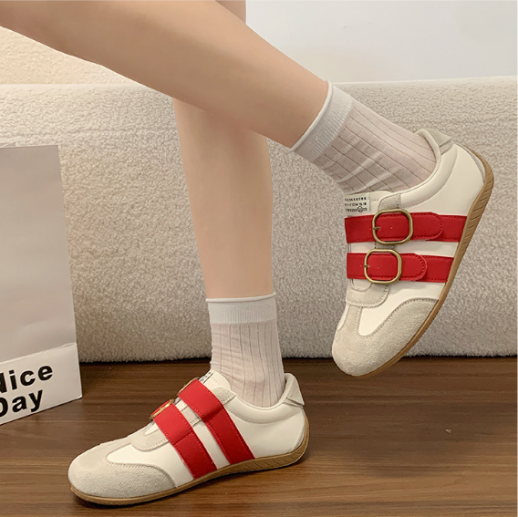 Femmes Rouge Allemand Trainer Chaussures Automne Arrivée Double boucle Strap Casual Sports Slip On