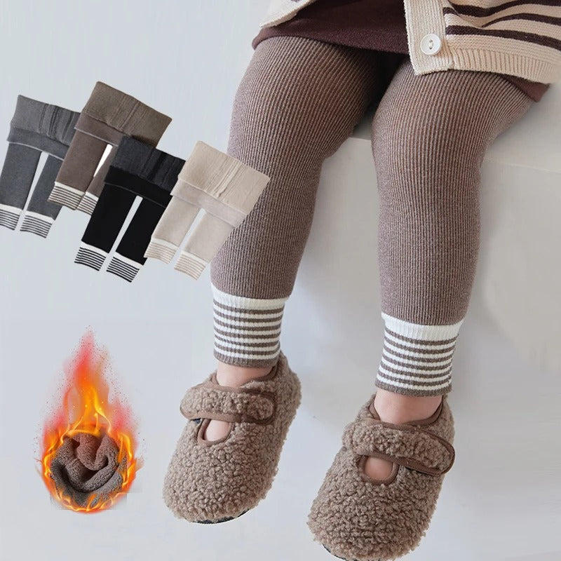 Pantalons de longueur de cheville épais doublés de polaire pour bébé
