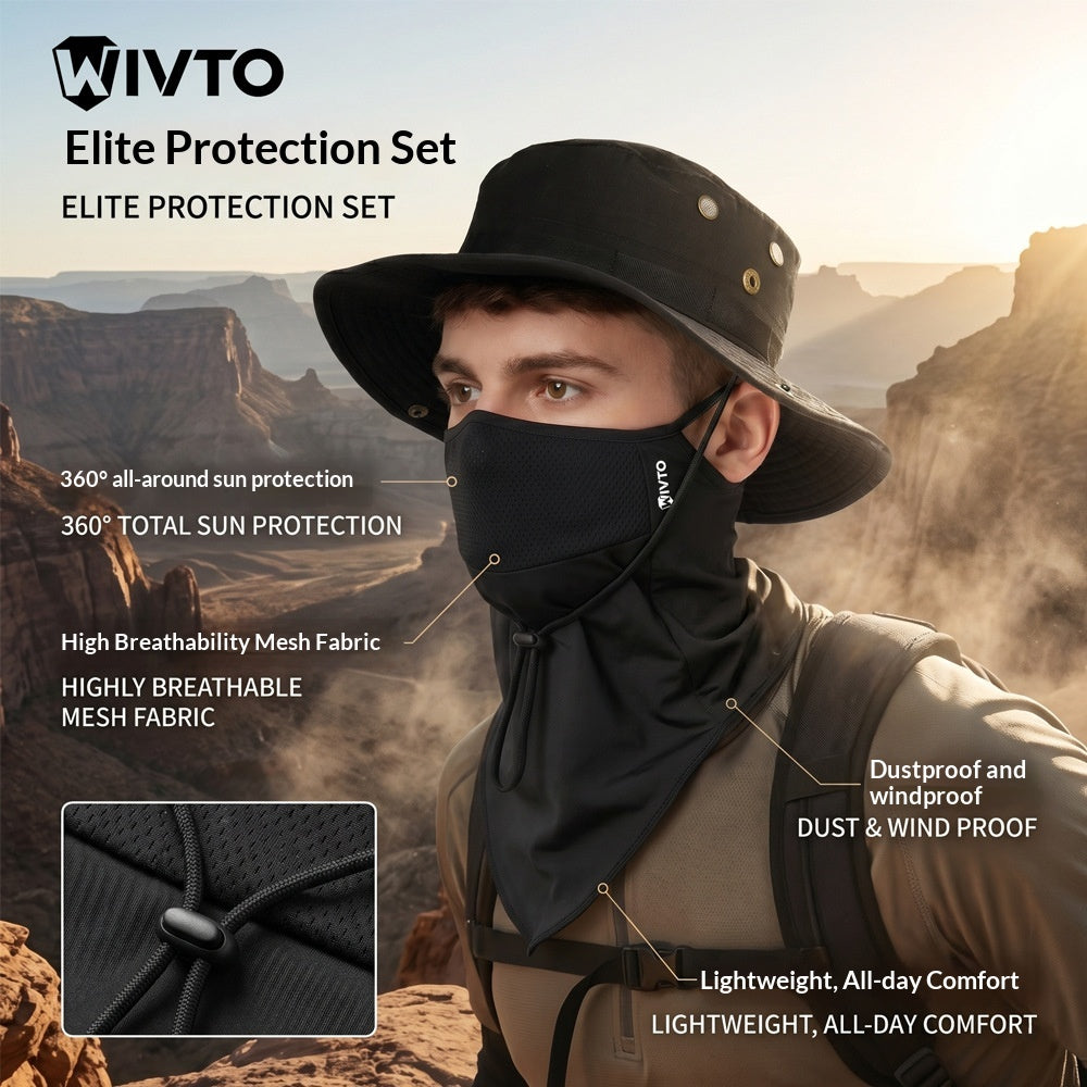 Masque de visage en soie de glace protecteur du soleil pour hommes Chapeau rond