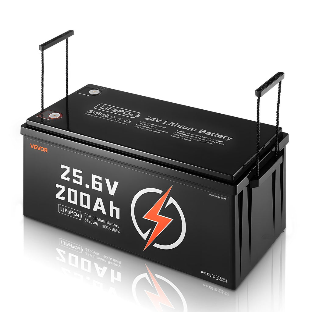 Batterie rechargeable au lithium 24V 200Ah LiFePO4 100A BMS 4000 Cycle
