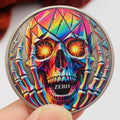 Crâne-et-doigt Design Imprimé couleur nickelé Antique Médaille commémorative d'argent