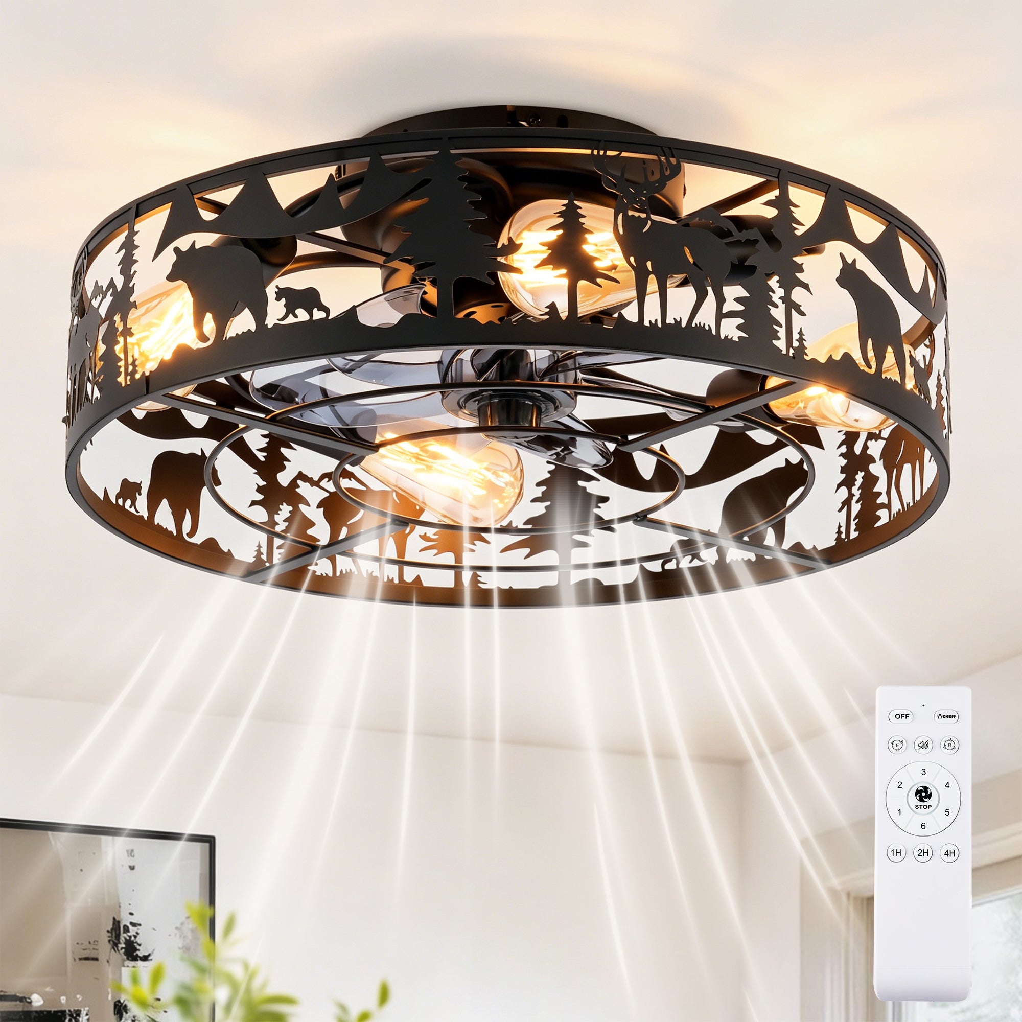 Éventails de plafond 20en Caged avec télécommande