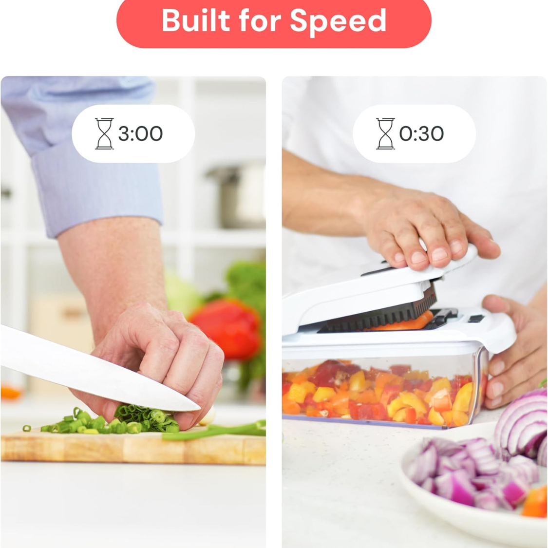 Légume Chopper Chopper et Spiralizer Alimentation Chopper avec Container Fruit Cutter Oignon Di