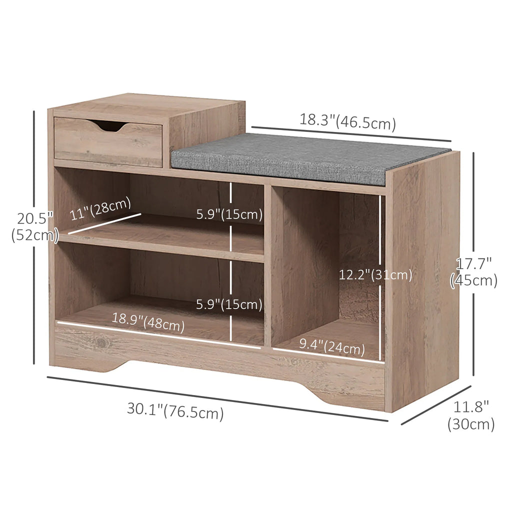Banc de rangement des chaussures rembourrées