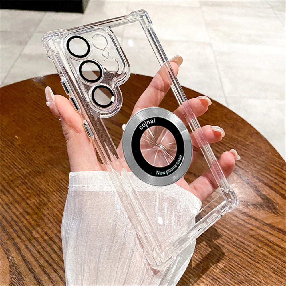 Cas de téléphone Aspiration magnétique Airbag Electroplating transparent