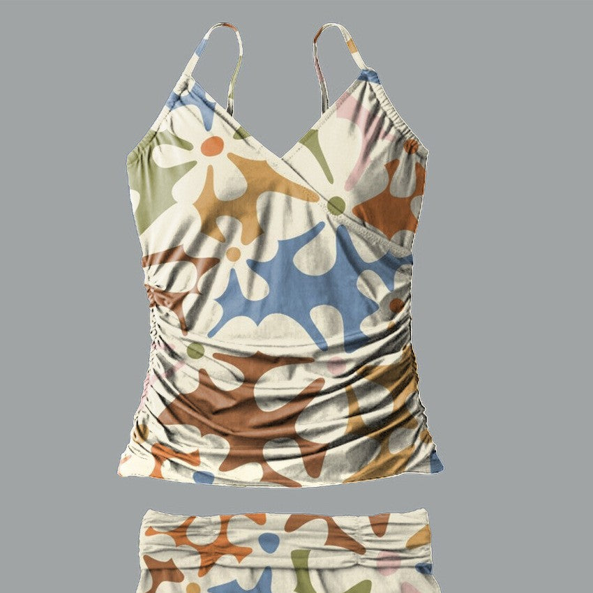 Femmes Strappy Bikini avec motif floral créatif