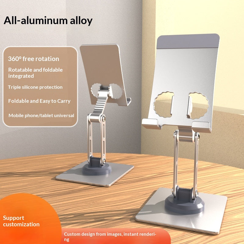 Tablette en alliage d'aluminium de bureau et support de téléphone avec conception rotative et pliante