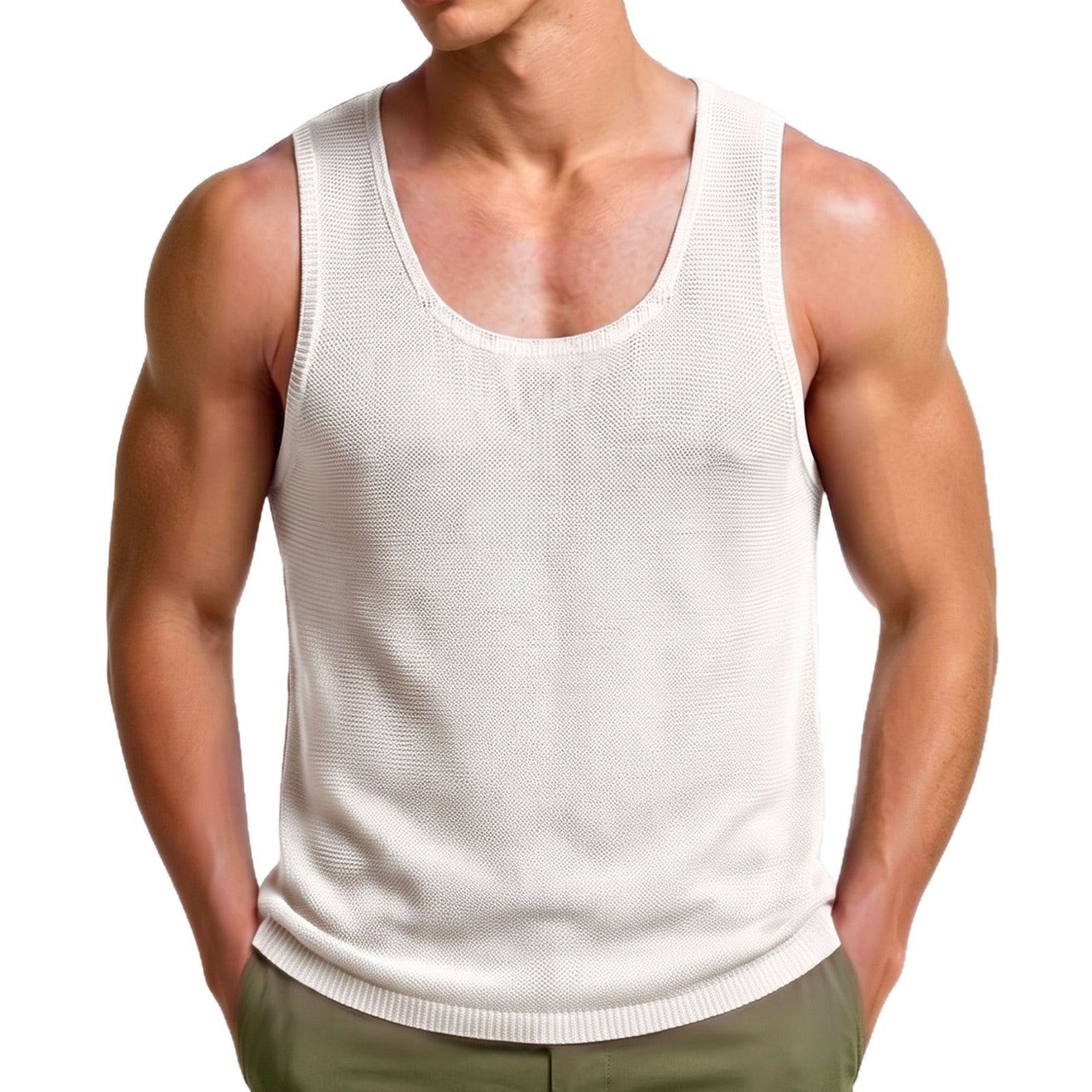 L'été des hommes de couleur solide sans manches sans manches Tank Top