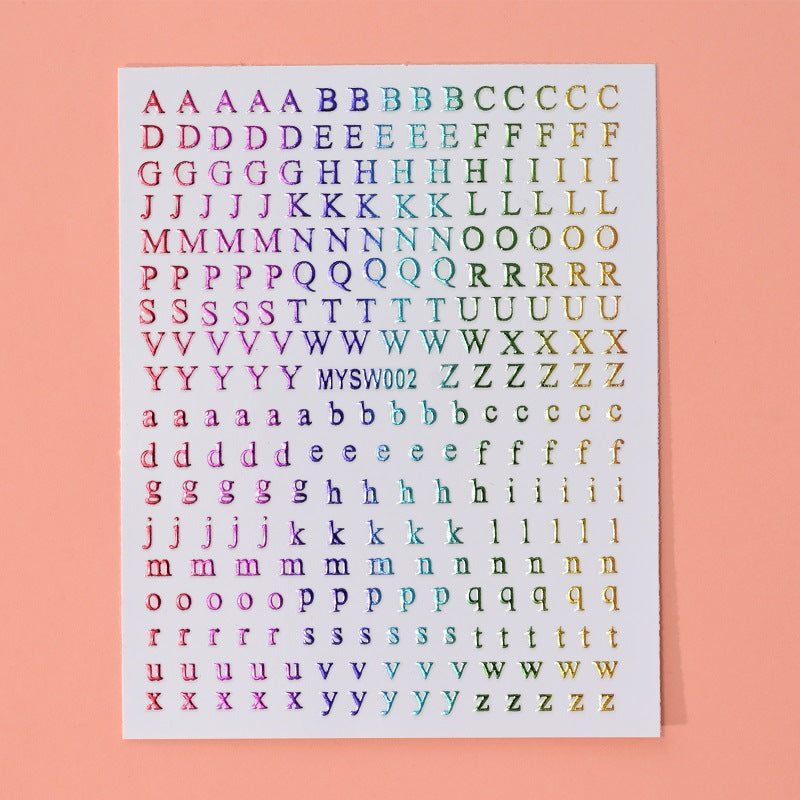 Stickers Nail 12 Couleurs Boîtier en lettres anglaises Décoration pour bricolage fluorescent