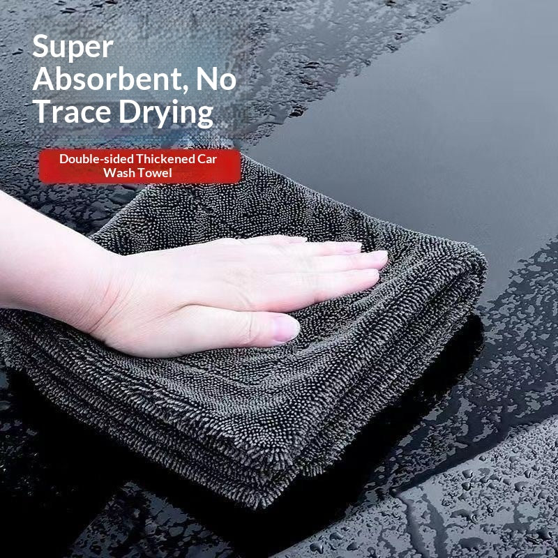 2pc Super absorbant épaissi microfibre lavage de voiture serviette de séchage Lint Free Streak Free Auto