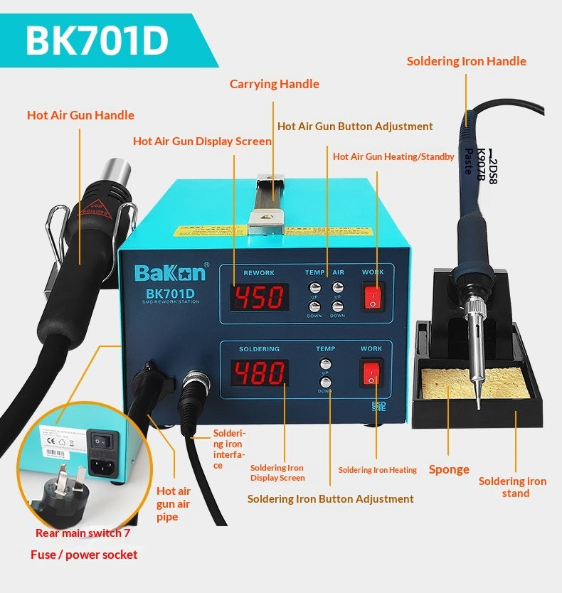 BaiGuang BK701D 2-en-1 Air Gun Station de soudage