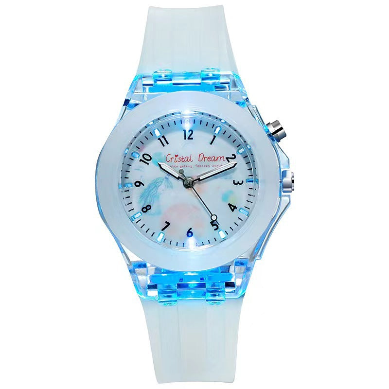 Montre modèle de fruits lumineux pour enfants en silicone caricature