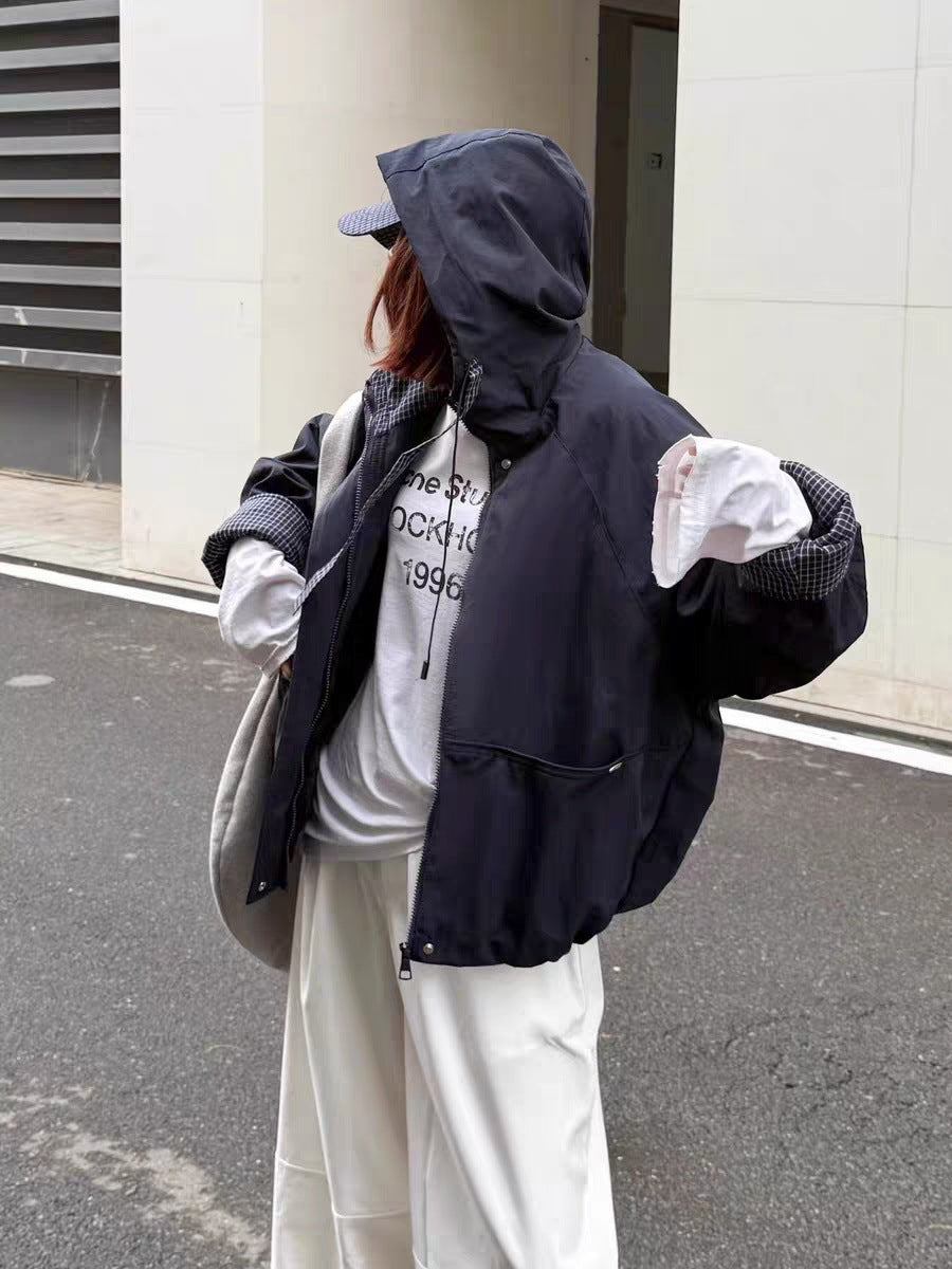 Manteau court à capuchon pour femmes