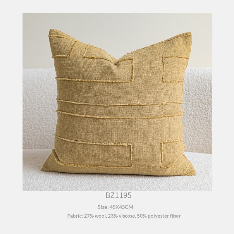 Linge de coton de style naturel Coussin de la taille légère et luxueuse en beige et jaune