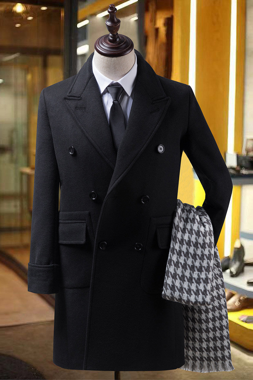 Manteau de trench en laine pour hommes