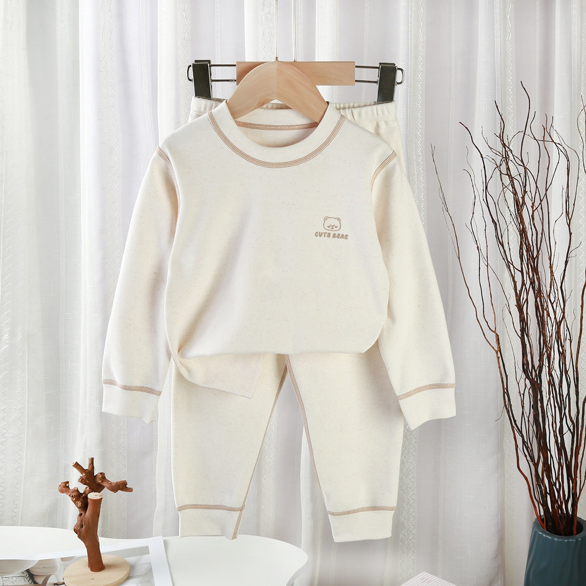 Vêtements et pantalons d'automne en coton pour hommes Femmes et bébés Cou rond Sous-vêtements thermiques