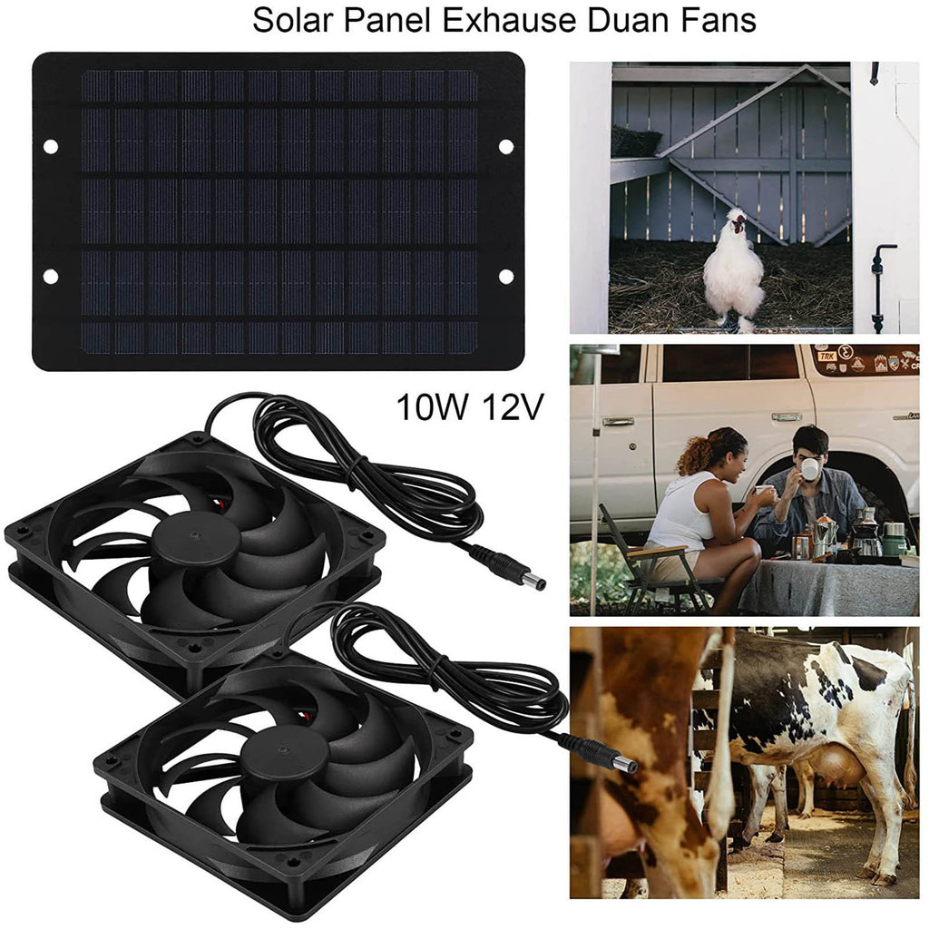 Kit de ventilateur d'échappement à énergie solaire 10W 12V Solar Panel Kit de ventilateur double pour serre de poulet