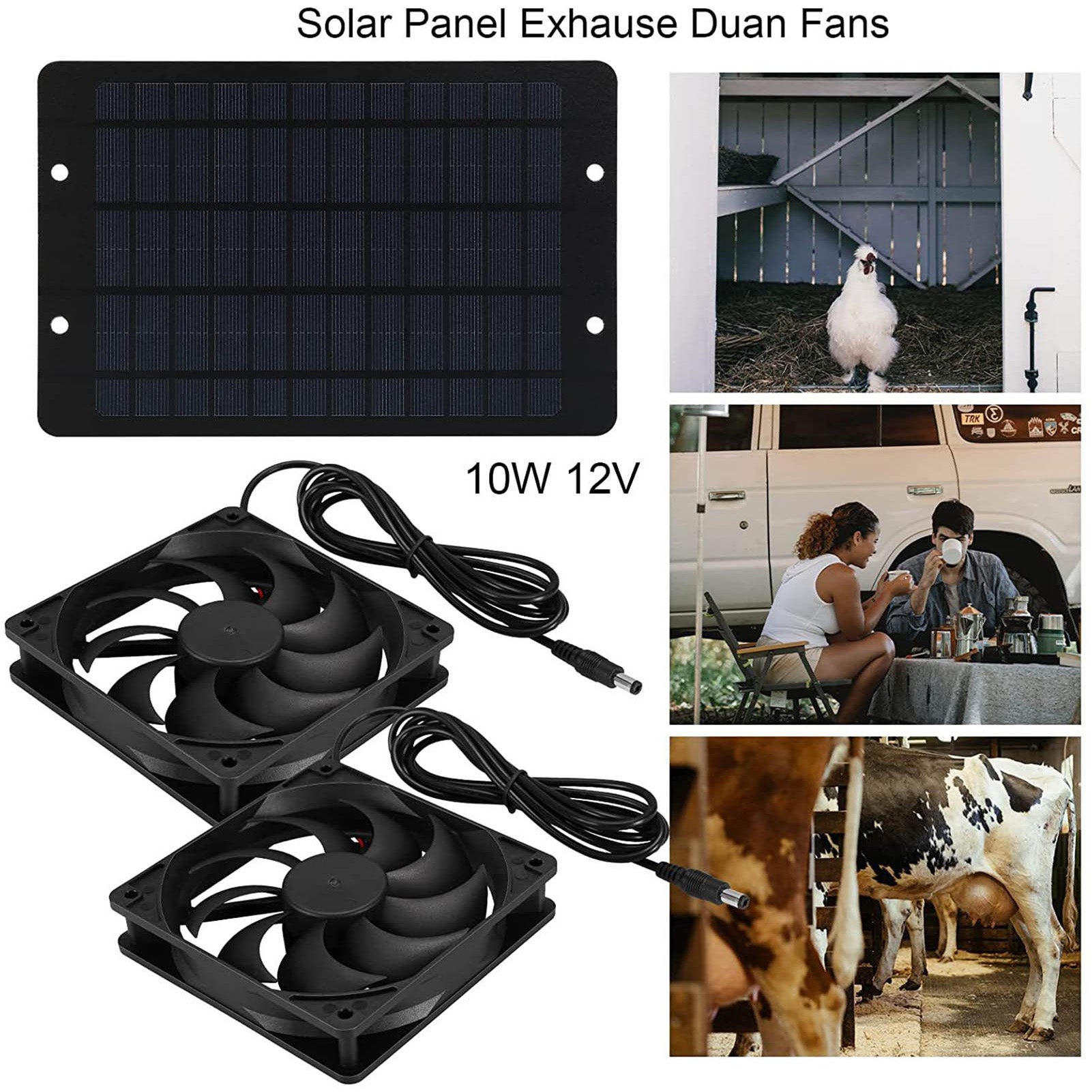 Kit de ventilateur d'échappement à énergie solaire 10W 12V Solar Panel Kit de ventilateur double pour serre de poulet