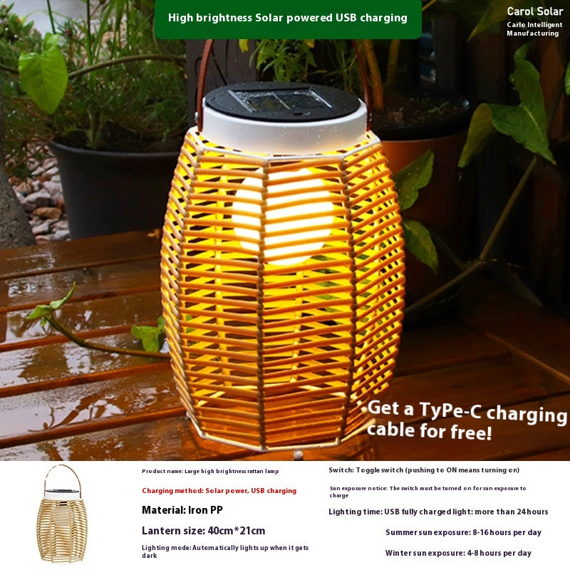 Décoration de jardin solaire Bamboo Woven bougie lumières