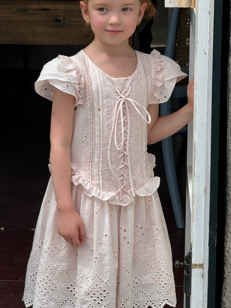 Robe en Pure Cotton Bubble Brodée Robe Hollow