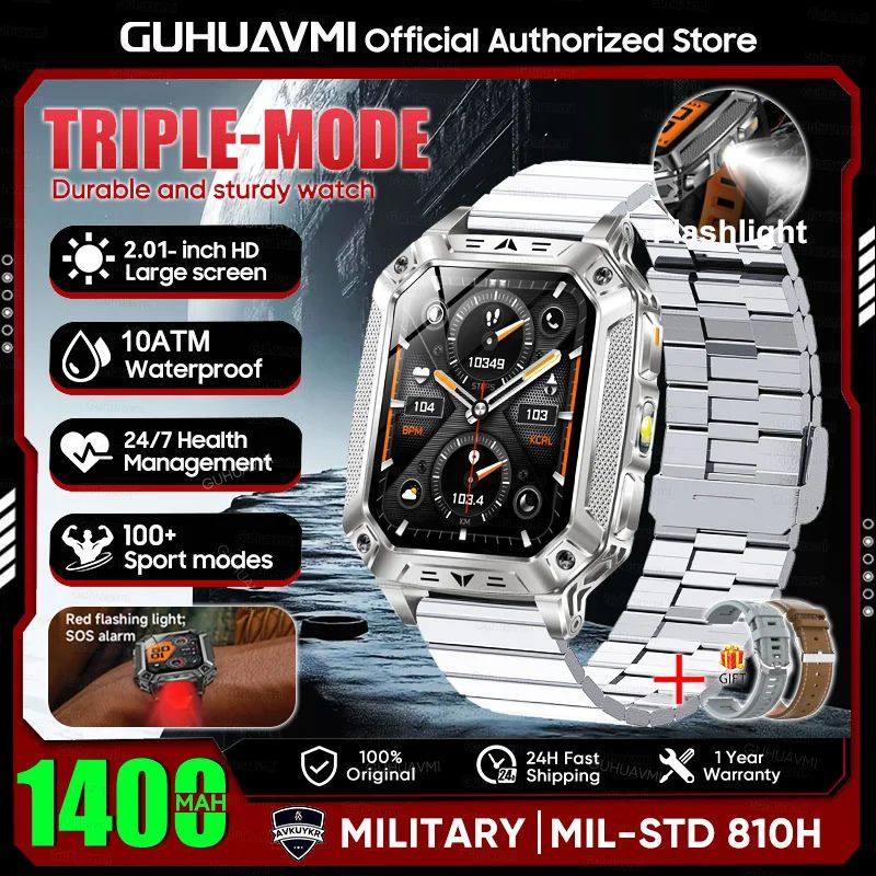 Batterie militaire 1400mAh montre intelligente avec lampe de poche LED